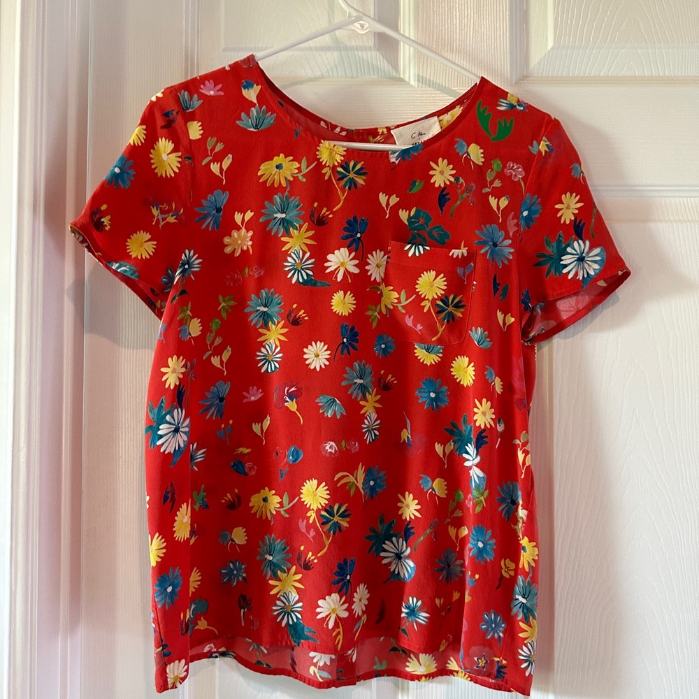 Sezane silk floral top